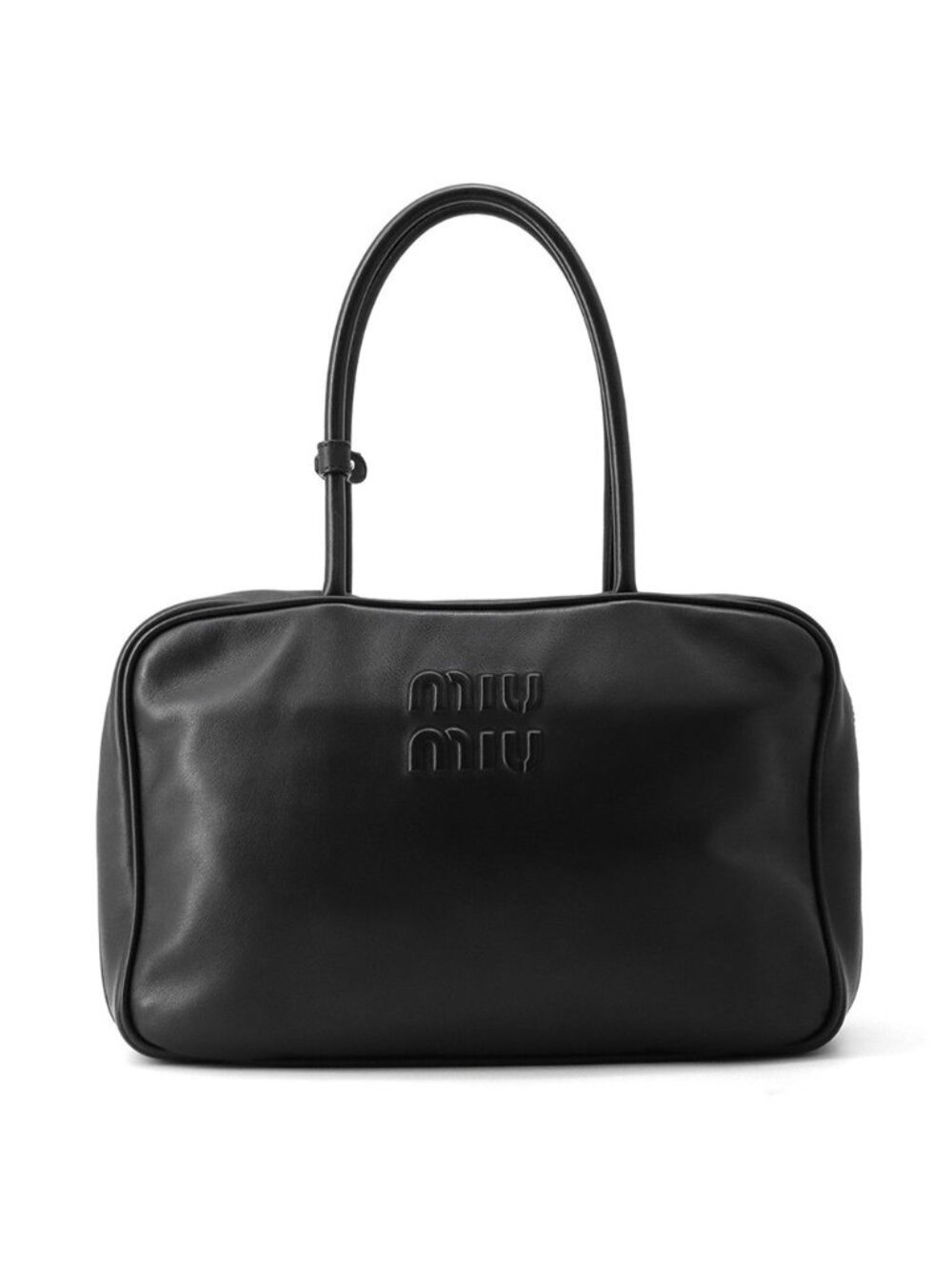 Miu Miu Tote Bag Beau Logo Leather Black